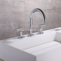 Basin Mixer Faucet Luxury Deck Mounted 3 Holes Two Handle Taps Factory